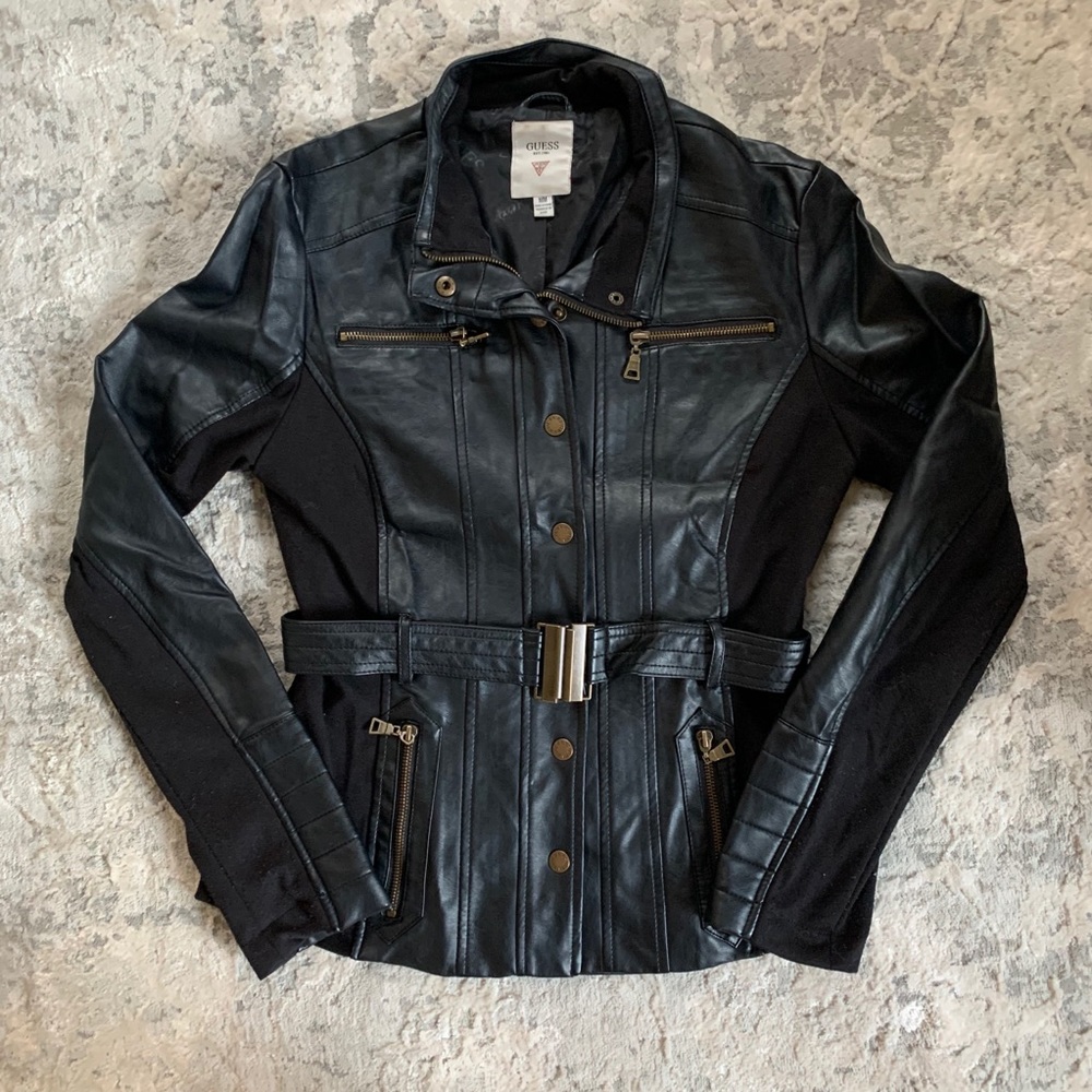 Black Guess Motorcycle Jacket